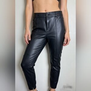 Zara Black Faux Leather Pants Size S High Rise Slim Fit Shiny Coated Chic